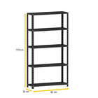 Estante De Aço 175x92x30 5 Prat. C/ Reforço Pandin - Preto