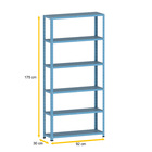 Estante De Aço 175x92x30 6 Prat. C/ Reforço Pandin - Azul Dalí