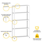 Estante De Aço 175x92x40 5 Prat. C/ Reforço Pandin - Branco