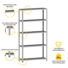 Estante De Aço 175x92x40 5 Prat. C/ Reforço Pandin - Cinza