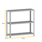 Estante De Aço 90x92x30 3 Prat. Pandin - Cinza