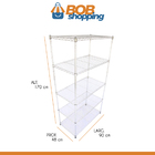 Estante De Aço Cromado 5 Prateleiras Industrial Aramada 90 X