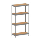 Estante De Aço Pesada 185x92x40 4 Prat. Mad. Pandin - Cinza