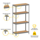 Estante De Aço Pesada 185x92x40 4 Prat. Mad. Pandin - Cinza