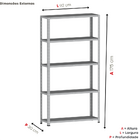 Estante De Estrutura Metálica Com 5 Prateleiras 175cm(a)92acm