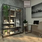 Estante De Ferro Com Madeira Estante Book - Cinza - 1,50x0,40