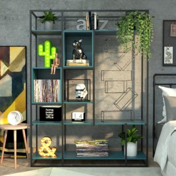 Estante De Ferro Com Madeira Estante Book - Coleção Aquarela