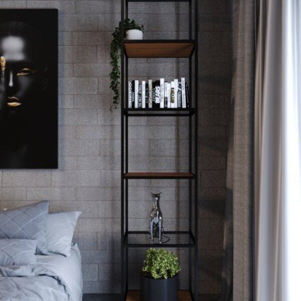 Estante De Ferro Com Madeira Trend - Cumaru - 0,50x0,40x2,00m