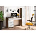 Estante De Livro Madeira Sala Avelã E Porta Grande Branco