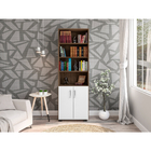 Estante De Livro Madeira Sala Avelã E Porta Pequena Branco