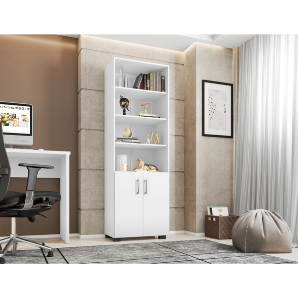 Estante De Livro Madeira Sala Branco E Porta Pequena Branco