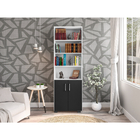 Estante De Livro Madeira Sala Branco E Porta Pequena Preto