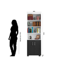 Estante De Livro Madeira Sala Branco E Porta Pequena Preto