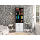 Estante De Livro Madeira Sala Preto E Porta Pequena Branco