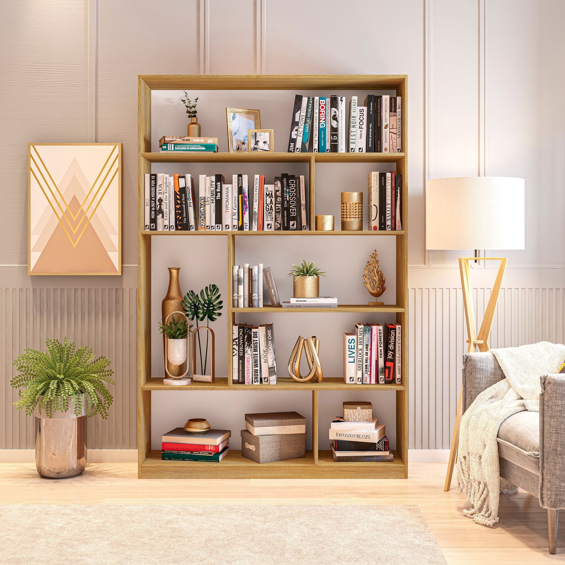 Estante De Livros 120cmx180cm 5 Prateleiras Seattle Yescasa Freijó