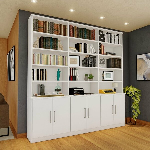 Estante De Livros 6 Portas 5 Prateleiras  Moderno Branco