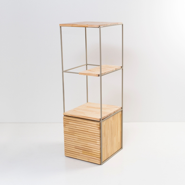 Estante De Madeira E Ferro Industrial Pequeno Módulo Taupe