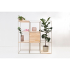 Estante De Madeira E Ferro Industrial Pequeno Módulo Taupe