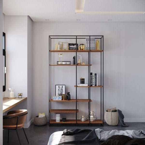 Estante De Madeira E Metalon Para Sala De Estar Oasis - Cumar