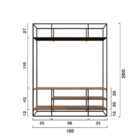 Estante De Madeira E Metalon Para Sala De Estar Silver - Pret