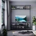 Estante De Madeira E Metalon Para Sala De Estar Silver - Pret