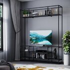 Estante De Madeira E Metalon Para Sala De Estar Silver - Pret