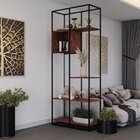 Estante De Madeira E Metalon Para Sala De Estar Space - Steel