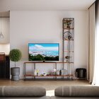 Estante De Madeira E Metalon Para Sala De Estar Waves - Cumar