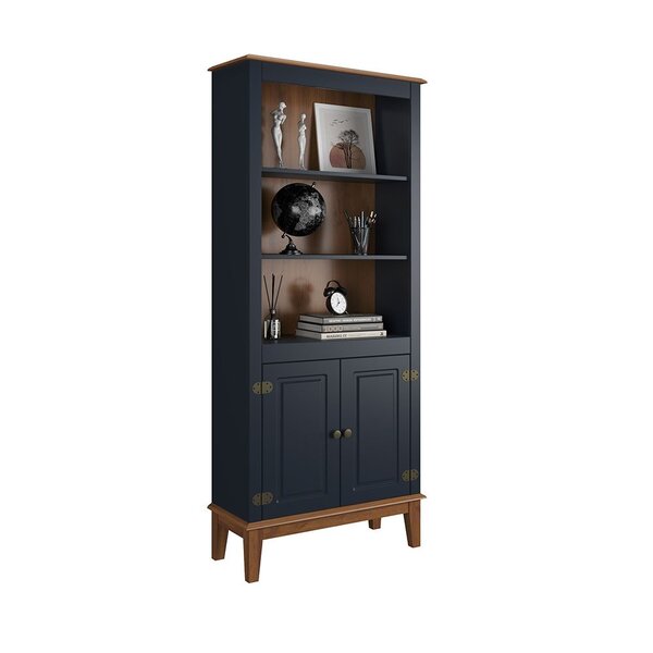 Estante De Madeira Maciça 2 Portas Azul Petróleo - Fundo Amên