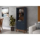 Estante De Madeira Maciça 2 Portas Azul Petróleo - Fundo Amên