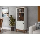 Estante De Madeira Maciça 2 Portas Branca - Fundo Amêndoa