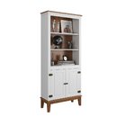 Estante De Madeira Maciça 2 Portas Branca - Fundo Amêndoa