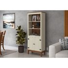 Estante De Madeira Maciça 2 Portas Off White - Fundo Amêndoa