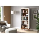 Estante De Madeira Maciça 4 Prateleiras Branco - Fundo Amêndoa