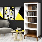 Estante De Madeira Maciça 4 Prateleiras Branco - Fundo Amêndoa