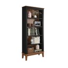 Estante De Madeira Maciça 4 Prateleiras Preto - Fundo Amêndoa