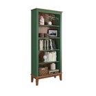 Estante De Madeira Maciça 4 Prateleiras Verde - Fundo Amêndoa