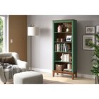 Estante De Madeira Maciça 4 Prateleiras Verde - Fundo Amêndoa