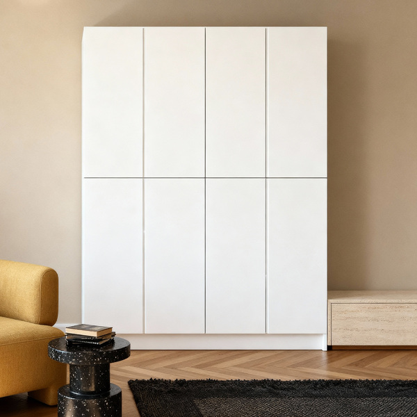 Estante de Madeira MDP com 12 Prateleiras e 8 Portas Branca 204,8x159,6x28cm 108Kg EVO'M Spaceo