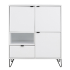 Estante de Madeira MDP com 3 Portas e 1 Gaveta Branca Cayman 90x107,7x40cm Politorno