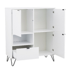 Estante de Madeira MDP com 3 Portas e 1 Gaveta Branca Cayman 90x107,7x40cm Politorno