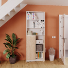 Estante de Madeira MDP com 4 Prateleiras e 2 Portas Branco e Oásis 204,8x79,8x28cm 44Kg EVO'M Spaceo