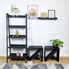 Estante De Madeira Tipo Escada Pipa 5 Prateleiras - Preto