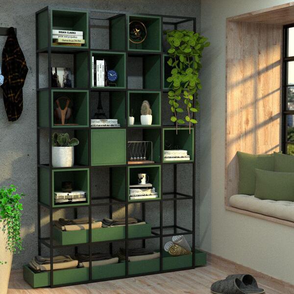 Estante De Metalon E Madeira Estante Rustic - Coleção Aquarel