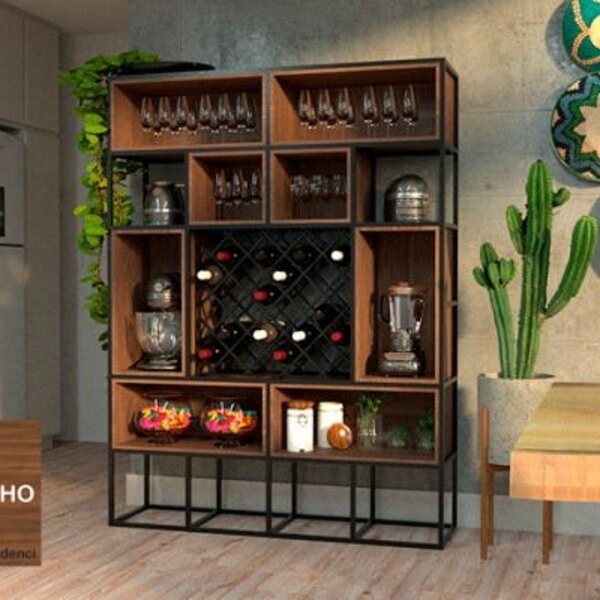 Estante De Metalon E Madeira Para Área Gourmet Rebusc - Casta