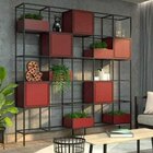 Estante De Metalon E Madeira Para Sala De Estar Concret Marsa