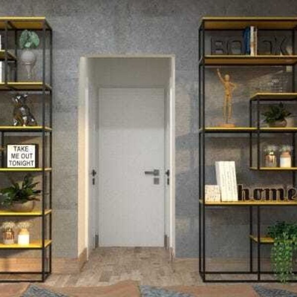 Estante De Metalon E Madeira Para Sala De Estar Duo Metalic A