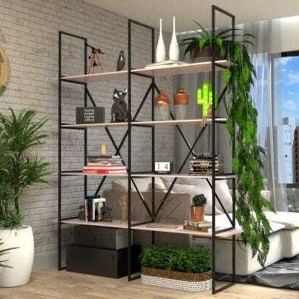 Estante De Metalon E Madeira Para Sala De Estar Estante Class