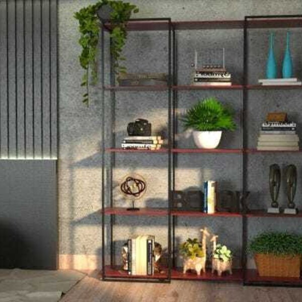 Estante De Metalon E Madeira Para Sala De Estar Evidence Mars