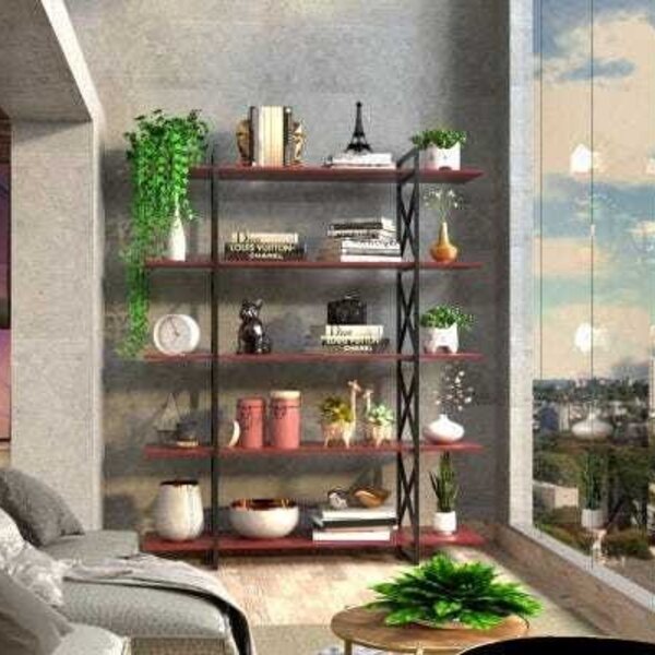 Estante De Metalon E Madeira Para Sala De Estar Expanse Marsa